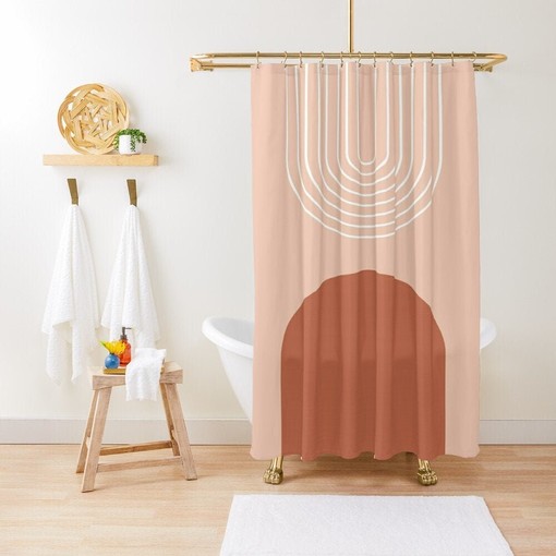 Elegant Minimalist Decor Abstract Shower Curtain with Eco-Friendly and Waterproof Material and hooks included