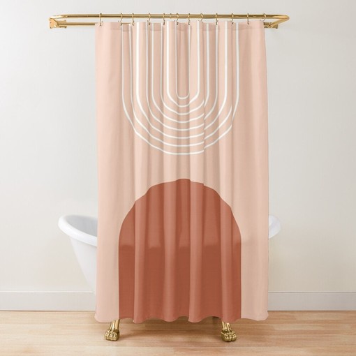 Elegant Minimalist Decor Abstract Shower Curtain with Eco-Friendly and Waterproof Material and hooks included - Image 3