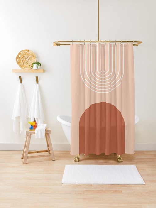 Elegant Minimalist Decor Abstract Shower Curtain with Eco-Friendly and Waterproof Material and hooks included - Image 4