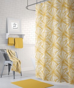 Elegant Mustard Floral Shower Curtain with Stylish Design for Your Bathroom- SHOWER61