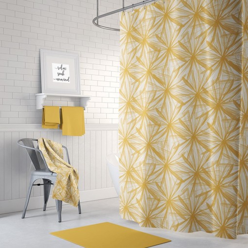 Elegant Mustard Floral Shower Curtain with Stylish Design for Your Bathroom- SHOWER61