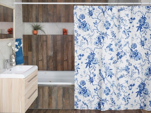 Elegant Toile Shower Curtain | Blue and White Chinoiserie Bathroom Decor | Timeless Tub Curtain | Luxury Shower Curtains - Image 4