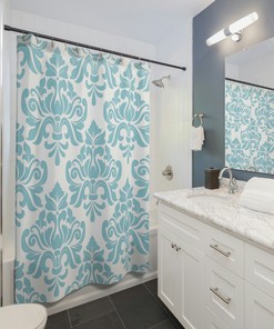 Elegant Vintage Damask Print Shower Curtain with Abstract Pattern