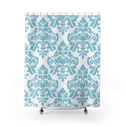 Elegant Vintage Damask Print Shower Curtain with Abstract Pattern - Image 2
