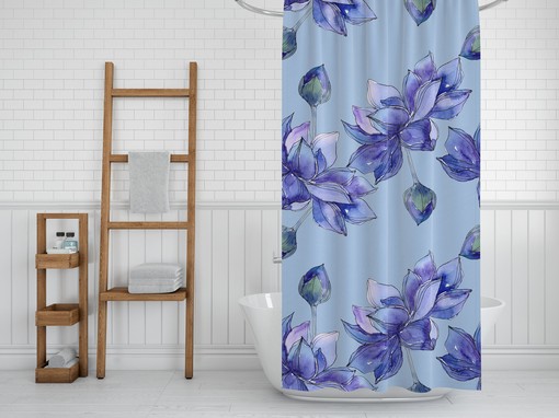 Elegant Water Lily Blue Lotus Flower Shower Curtain | Floral Bath Decor with Quotes for Teenagers - Image 4