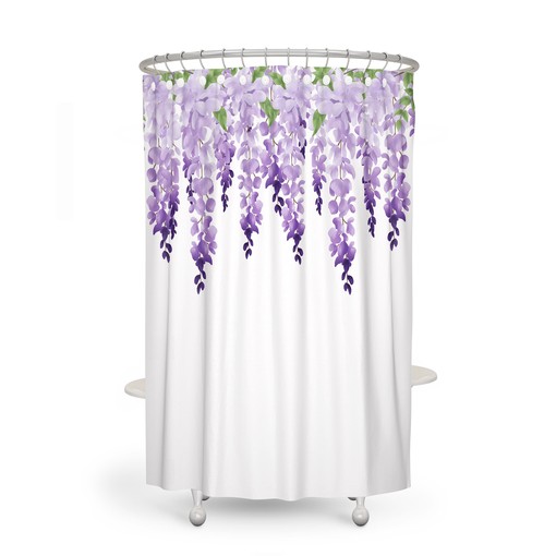 Elegant Wisteria Floral Vines Shower Curtain Set - Optional Bath Mat and Towels for Sophisticated Bathroom Decor - Image 2