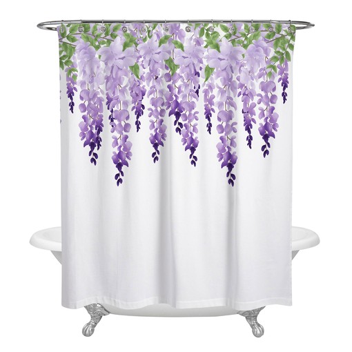 Elegant Wisteria Floral Vines Shower Curtain Set - Optional Bath Mat and Towels for Sophisticated Bathroom Decor - Image 3