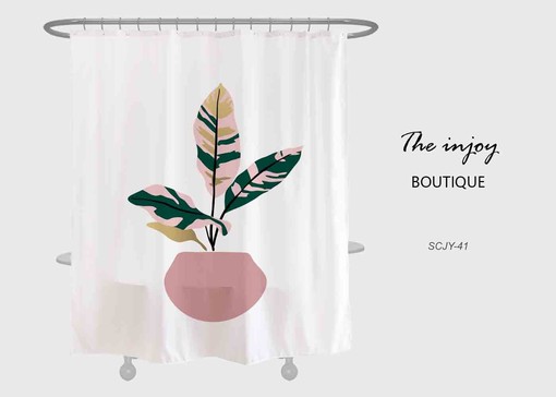 Elevate Your Bathroom with Simple and Elegant Leaves Shower Curtain, Customizable Sizes with Waterproof Fabric