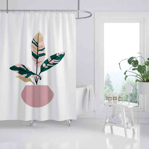 Elevate Your Bathroom with Simple and Elegant Leaves Shower Curtain, Customizable Sizes with Waterproof Fabric - Image 2