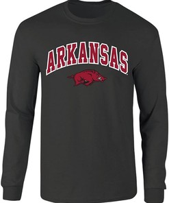 Elite Fan Shop Fan Favorite Dark Heather Arch Long Sleeve Tee Shirt - Hogs Shirt Gifts for Razorbacks Lovers
