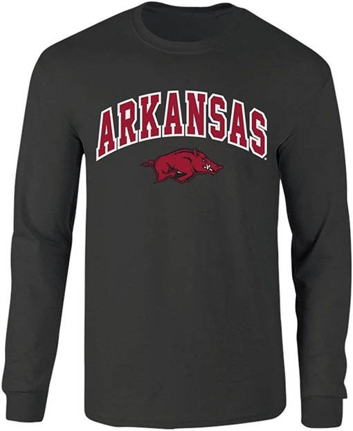 Elite Fan Shop Fan Favorite Dark Heather Arch Long Sleeve Tee Shirt - Hogs Shirt Gifts for Razorbacks Lovers