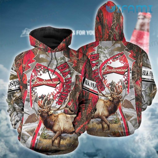 Elk Hunter Budweiser All Over Print Hoodie for Men - Gift