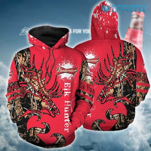 Elk Hunter Budweiser All Over Print Hoodie for Men - Gift for Beer Lovers
