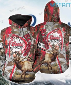 Elk Hunting Coors All Over Print 3D Hoodie with Personalized Name for Beer Lovers