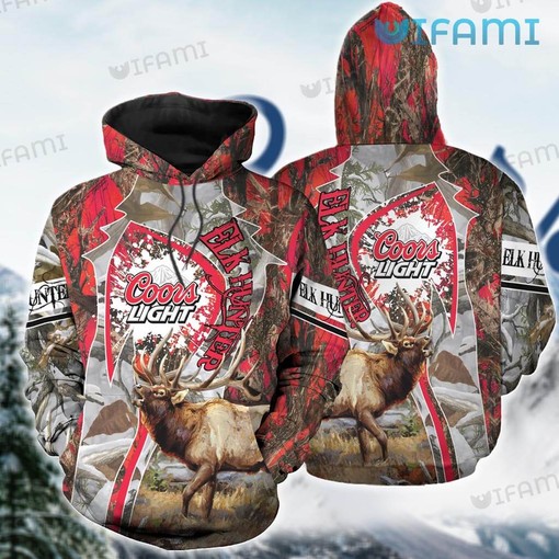Elk Hunting Coors All Over Print 3D Hoodie with Personalized Name for Beer Lovers