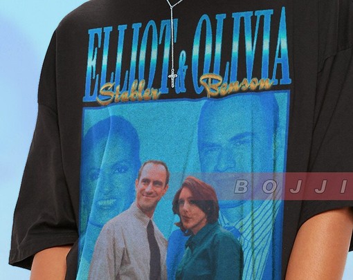 Elliot and Olivia Law And Order SVU Homage Retro 90's Vintage T-Shirt for Men and Women - Image 2