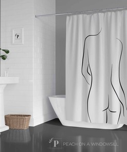 Embrace Feminine Form with Woman's Body Outline Vintage Shower Curtain - Unique Bathroom Decor Idea