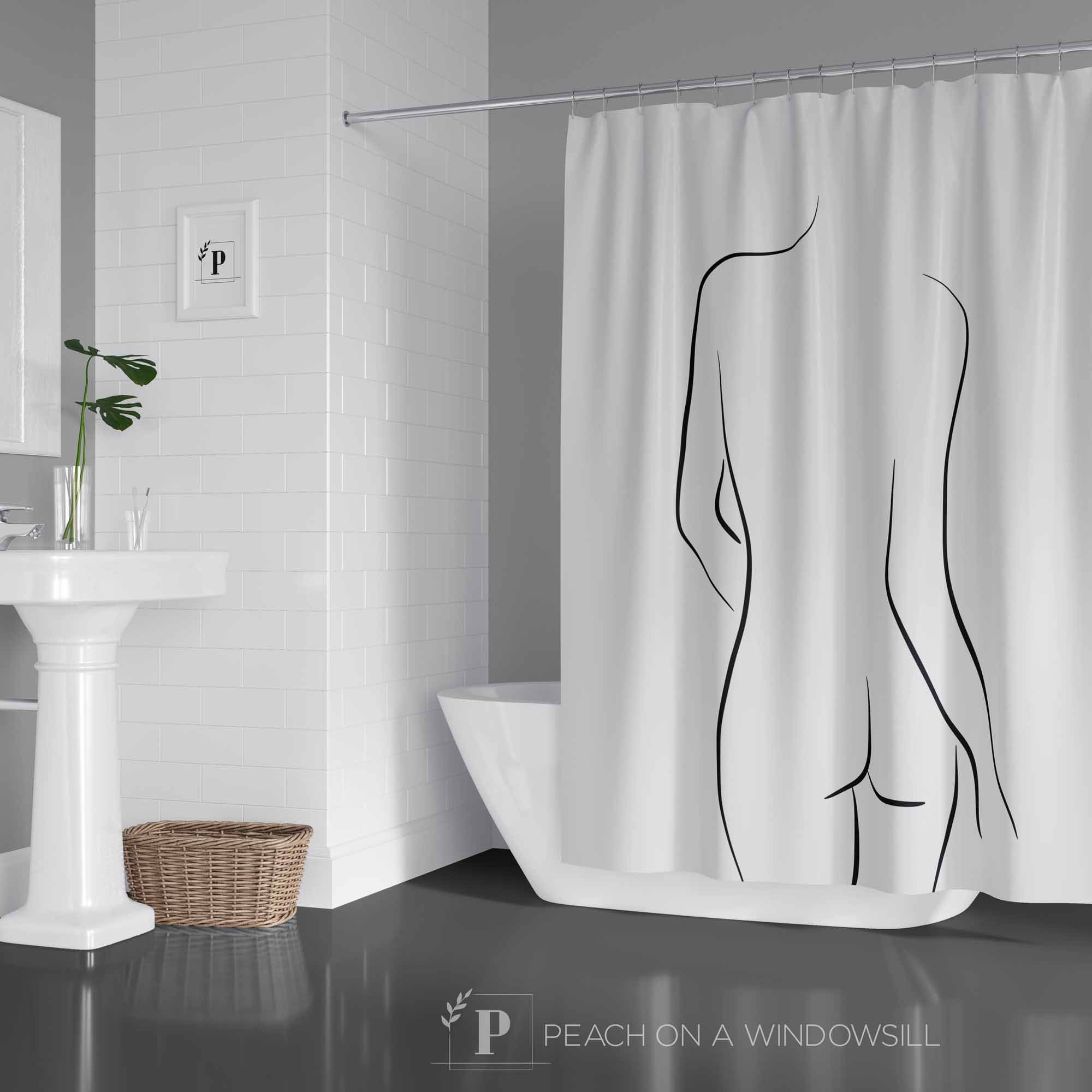 Embrace Feminine Form with Woman's Body Outline Vintage Shower Curtain - Unique Bathroom Decor Idea