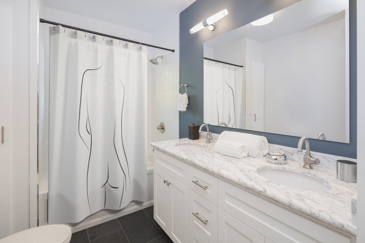 Embrace Feminine Form with Woman's Body Outline Vintage Shower Curtain - Unique Bathroom Decor Idea - Image 2