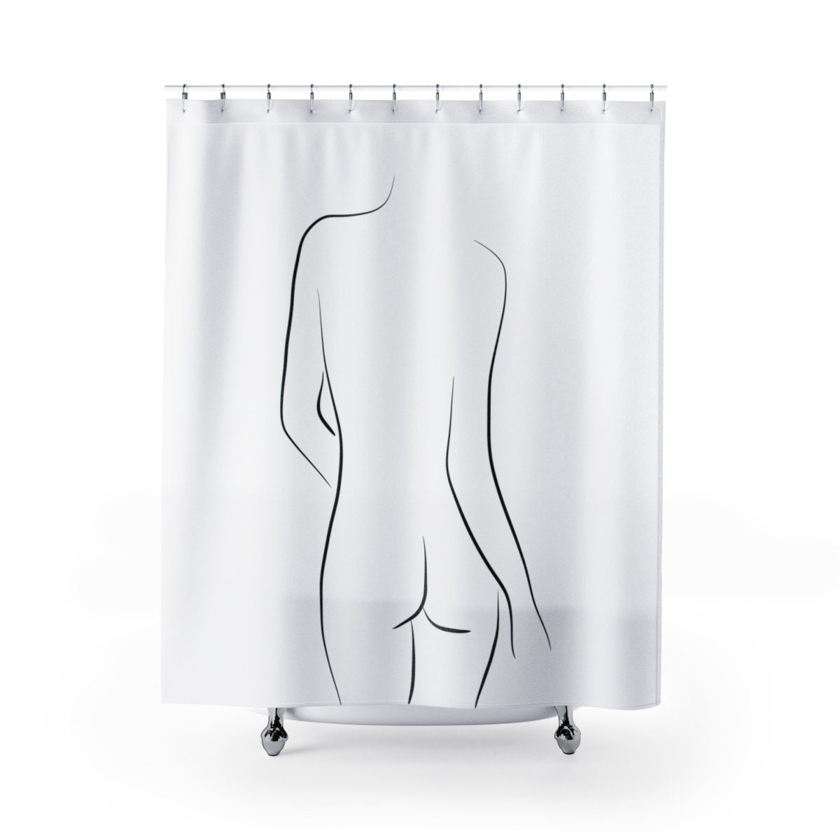 Embrace Feminine Form with Woman's Body Outline Vintage Shower Curtain - Unique Bathroom Decor Idea - Image 3
