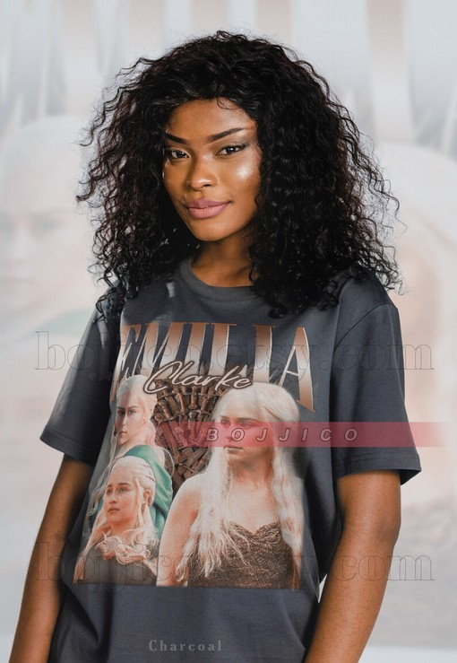 Emilia Clarke Homage Tshirt - Vintage Khaleesi Targaryen Tee for Fans of Dragonqueen