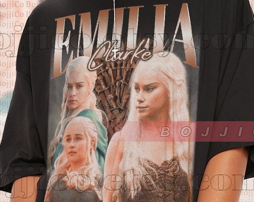 Emilia Clarke Homage Tshirt - Vintage Khaleesi Targaryen Tee for Fans of Dragonqueen - Image 2