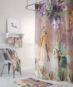 Enchanted Fairy Garden Shower Curtain with Optional Bath Mat and Towels for Magical Touches