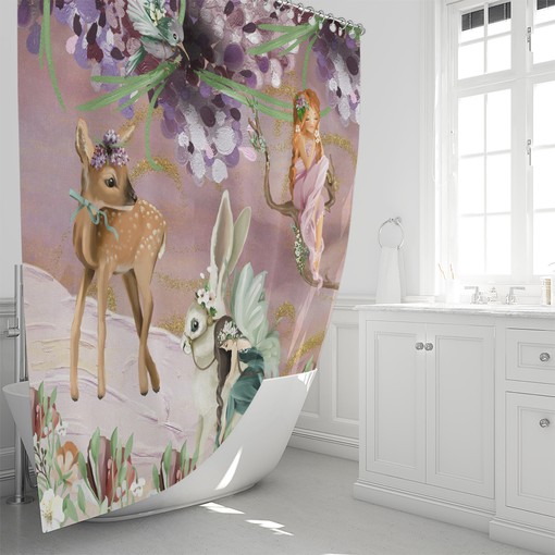 Enchanted Fairy Garden Shower Curtain with Optional Bath Mat and Towels for Magical Touches - Image 2