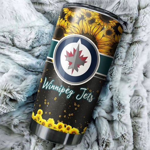 Enjoy Your Favorite Drinks in Style with This Beautiful Sunflower Jets NHL Tumbler 30 oz