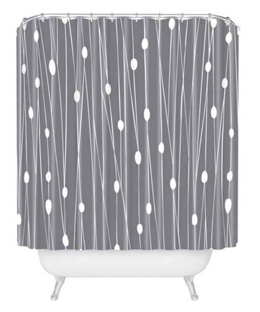 Entangled Grey Modern Geometric Vintage Shower Curtain, Minimalist Bathroom Art - Image 2