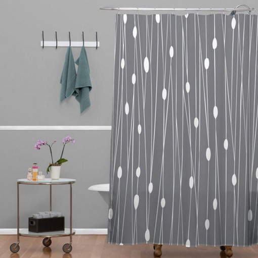 Entangled Grey Modern Geometric Vintage Shower Curtain, Minimalist Bathroom Art - Image 3