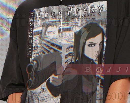 Ergo Proxy Homage T-Shirt - Funny Movie Shirt, RE-I Mayer Vintage Print Tee - Image 2