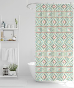 Ethnic Aztec Tribal Shower Curtain / Bohemian Bath Decor / Eclectic Boho Bathroom Curtain / Unique Home Linens