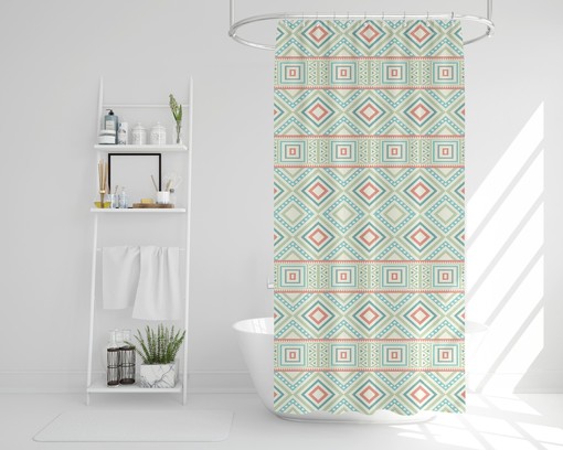 Ethnic Aztec Tribal Shower Curtain / Bohemian Bath Decor / Eclectic Boho Bathroom Curtain / Unique Home Linens
