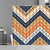 Ethnic Retro Orange Blue Fabric Shower Curtain, Colorful Bathroom Decor Accessories