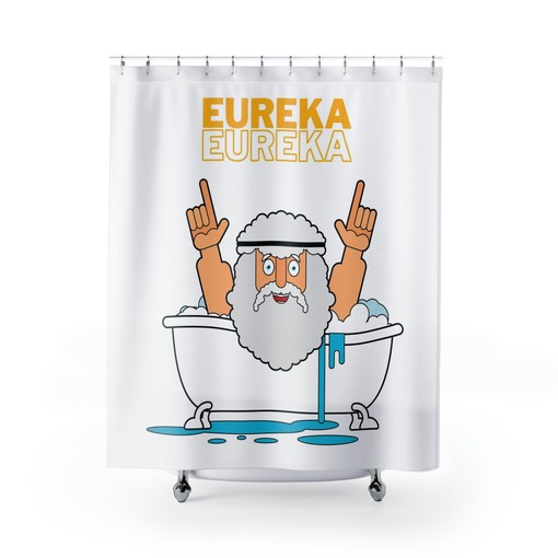 Eureka! & Archimedes Quote Shower Curtain - Perfect for Nerdy Bathroom Decor - Image 2
