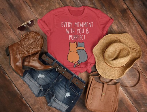 Every Mewment with You Is Perfect Lovers Unisex Tee with Cat Lover Quote - Image 3
