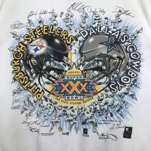 Exclusive Player Signature Vintage Style 1996 NFL Pittsburgh Steelers Vs Dallas Cowboys Super Bowls Crewneck Sweatshirt - Image 2