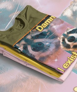 Existential Jokes in Damn I Exist Meme Shirts - Vintage Movie Shirts for Men and Women with Opossums