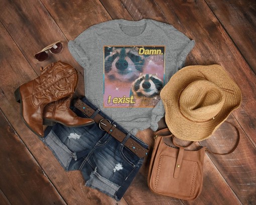 Existential Jokes in Damn I Exist Meme Shirts - Vintage Movie Shirts for Men and Women with Opossums - Image 3