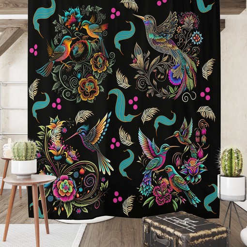 Exotic Birds Shower Curtain with Matching Towels and Mat Set