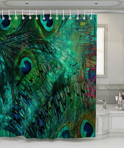 Exotic Peacock Feather Shower Curtain with Eclectic Design