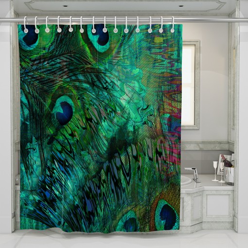 Exotic Peacock Feather Shower Curtain with Eclectic Design