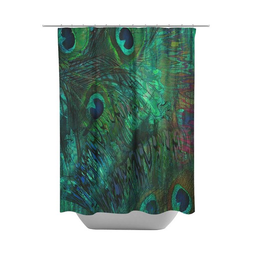 Exotic Peacock Feather Shower Curtain with Eclectic Design - Image 2