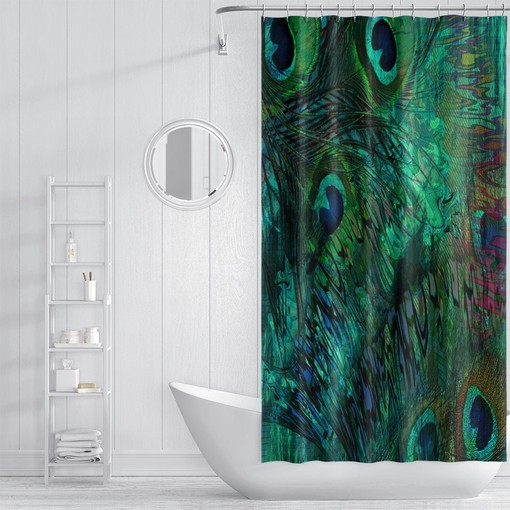 Exotic Peacock Feather Shower Curtain with Eclectic Design - Image 3