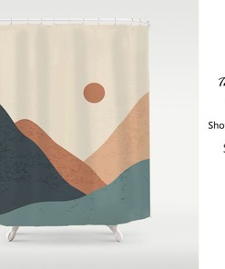 Extra Long High Quality Boho Sun & Mountains Shower Curtain