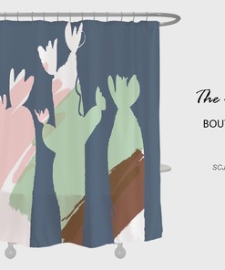 Extra Thick Cactus Shower Curtain, Abstract Plant Art for Customizable Bathroom Decor, Available in Various Sizes