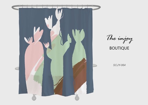 Extra Thick Cactus Shower Curtain, Abstract Plant Art for Customizable Bathroom Decor, Available in Various Sizes