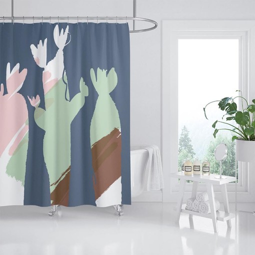 Extra Thick Cactus Shower Curtain, Abstract Plant Art for Customizable Bathroom Decor, Available in Various Sizes - Image 2