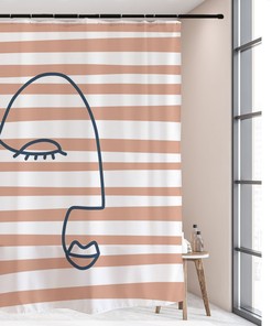 Eye-Catching Minimalist Stripe Disney Shower Curtain, Waterproof and Comes with Hooks